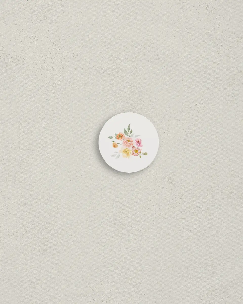 This is a 1¼" circle Envelope Seal called Forever Favorite printed in full color