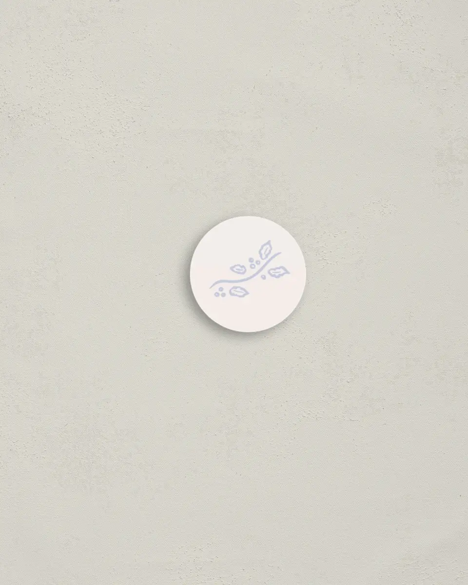 This is a 1¼" circle Envelope Seal called Petal and Pine printed in full color