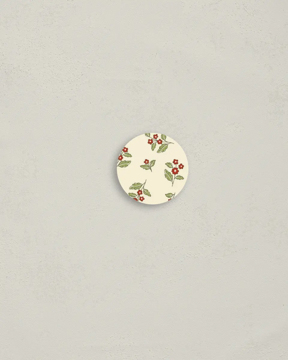 This is a 1¼" circle Envelope Seal called First Christmas printed in full color