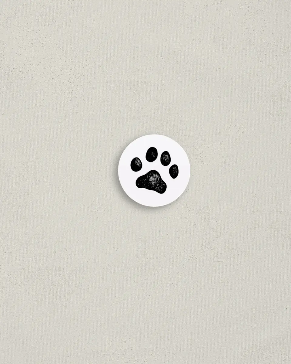 This is a 1¼" circle Envelope Seal called Happy Paws printed in full color