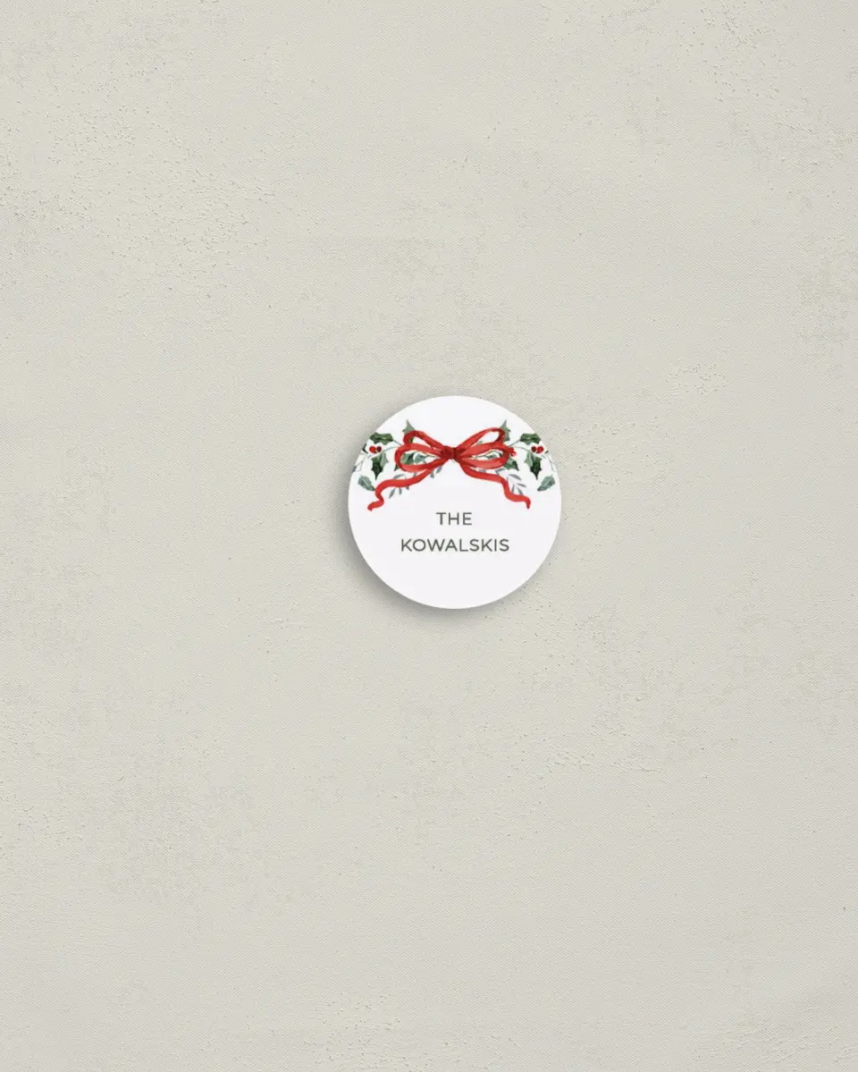 This is a 1¼" circle Envelope Seal called More Merriment printed in full color