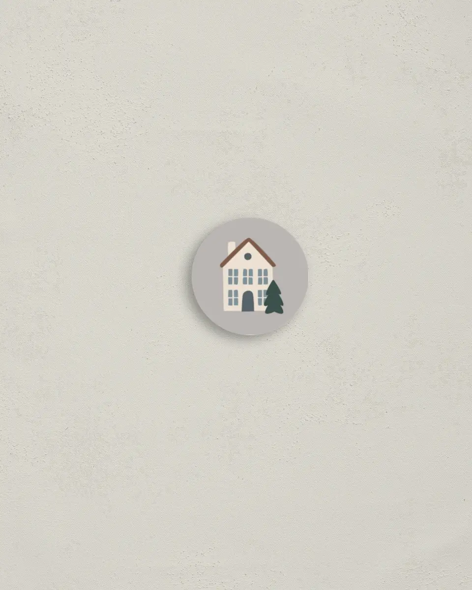 This is a 1¼" circle Envelope Seal called Glorious Homes printed in full color