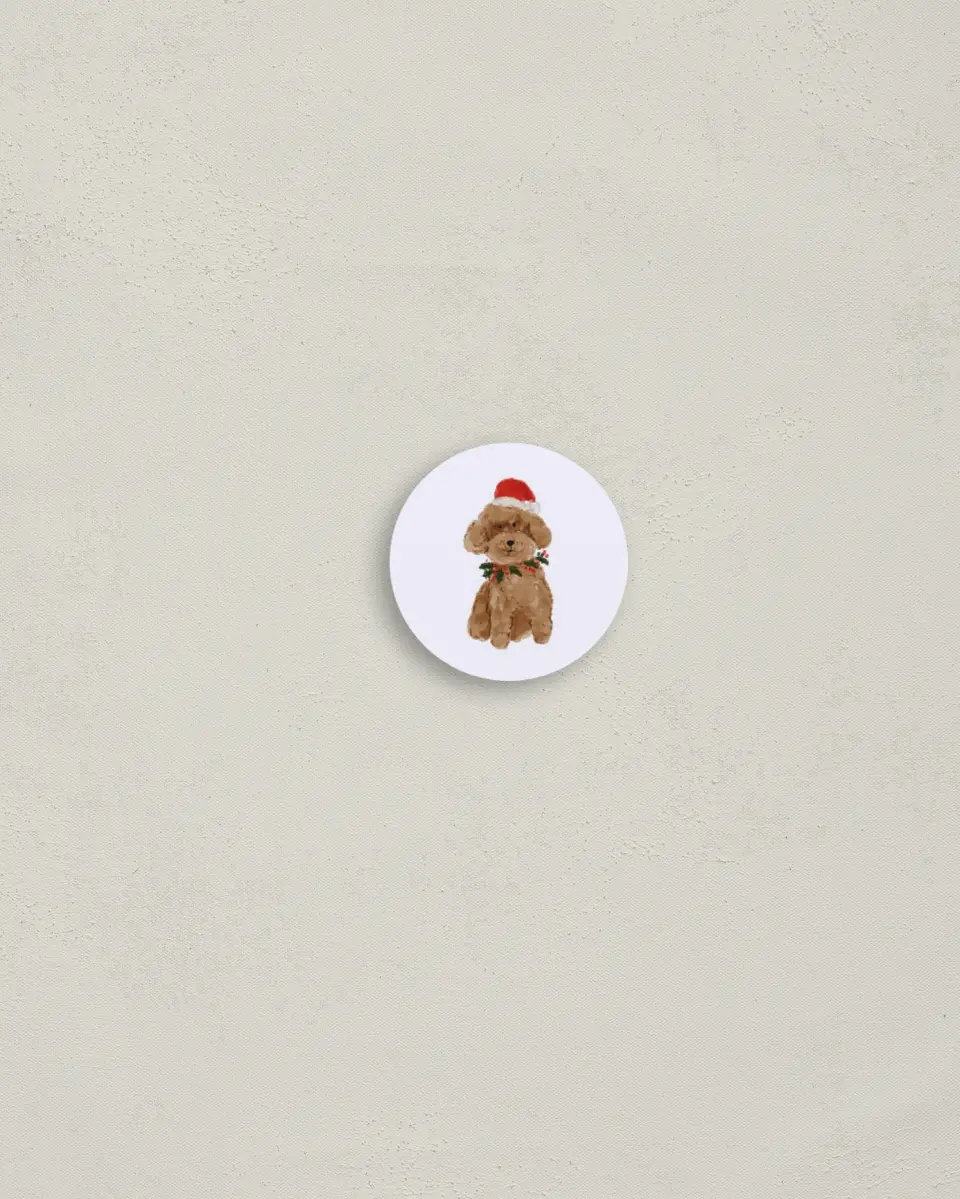 This is a 1¼" circle Envelope Seal called Fluffy New Year printed in full color
