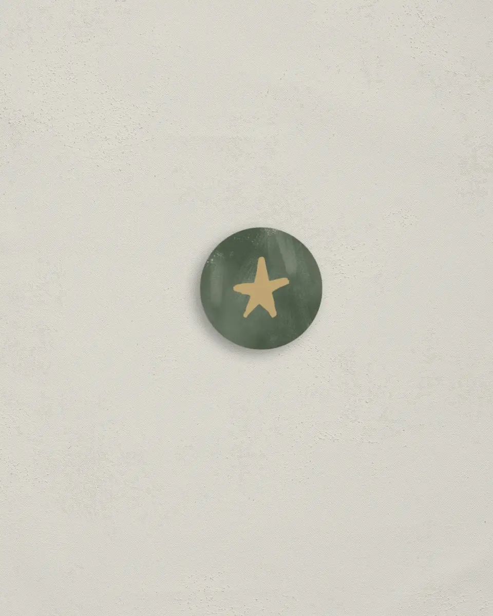 This is a 1¼" circle Envelope Seal called Gilded Pines printed in full color