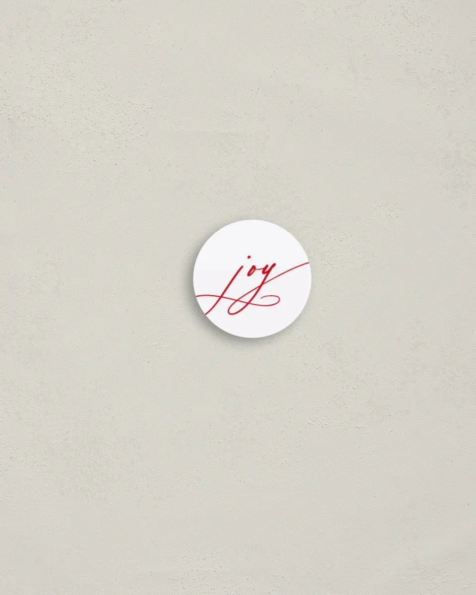 This is a 1¼" circle Envelope Seal called Extra Joyful printed in full color