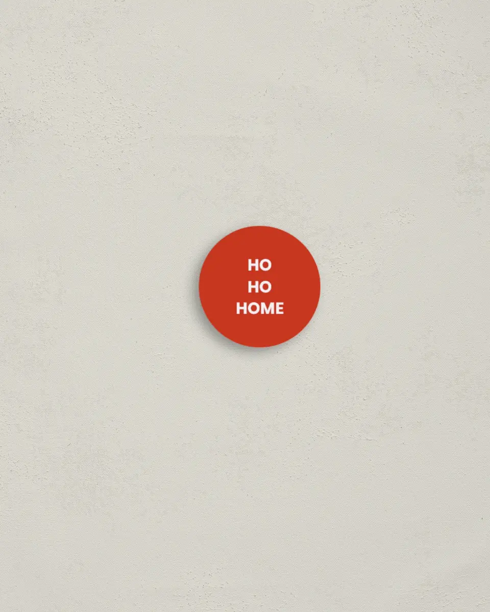 This is a 1¼" circle Envelope Seal called Ho Ho Home printed in full color