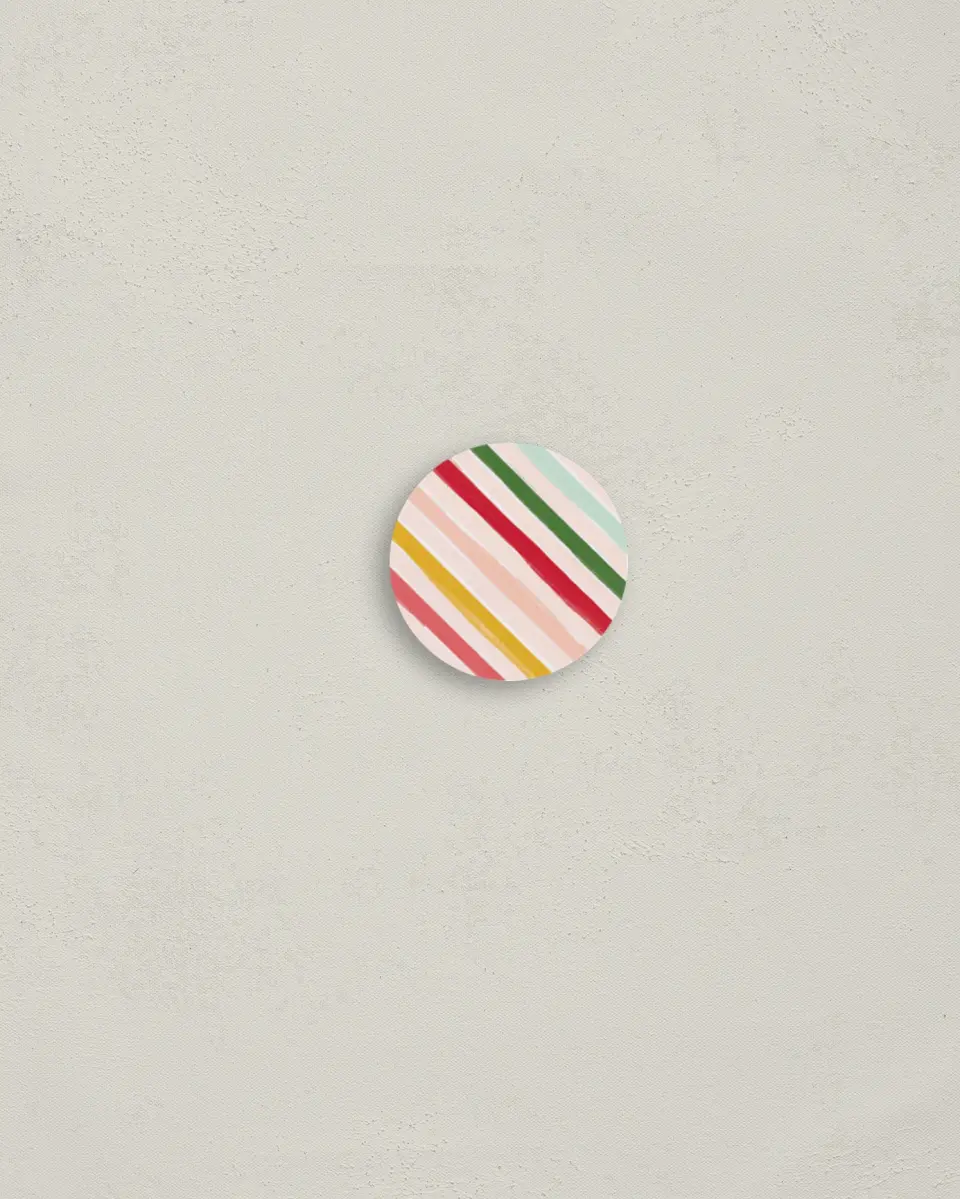 This is a 1¼" circle Envelope Seal called Bright Stripes printed in full color