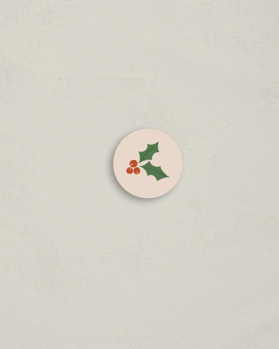 This is a 1¼" circle Envelope Seal called Festive Season printed in full color