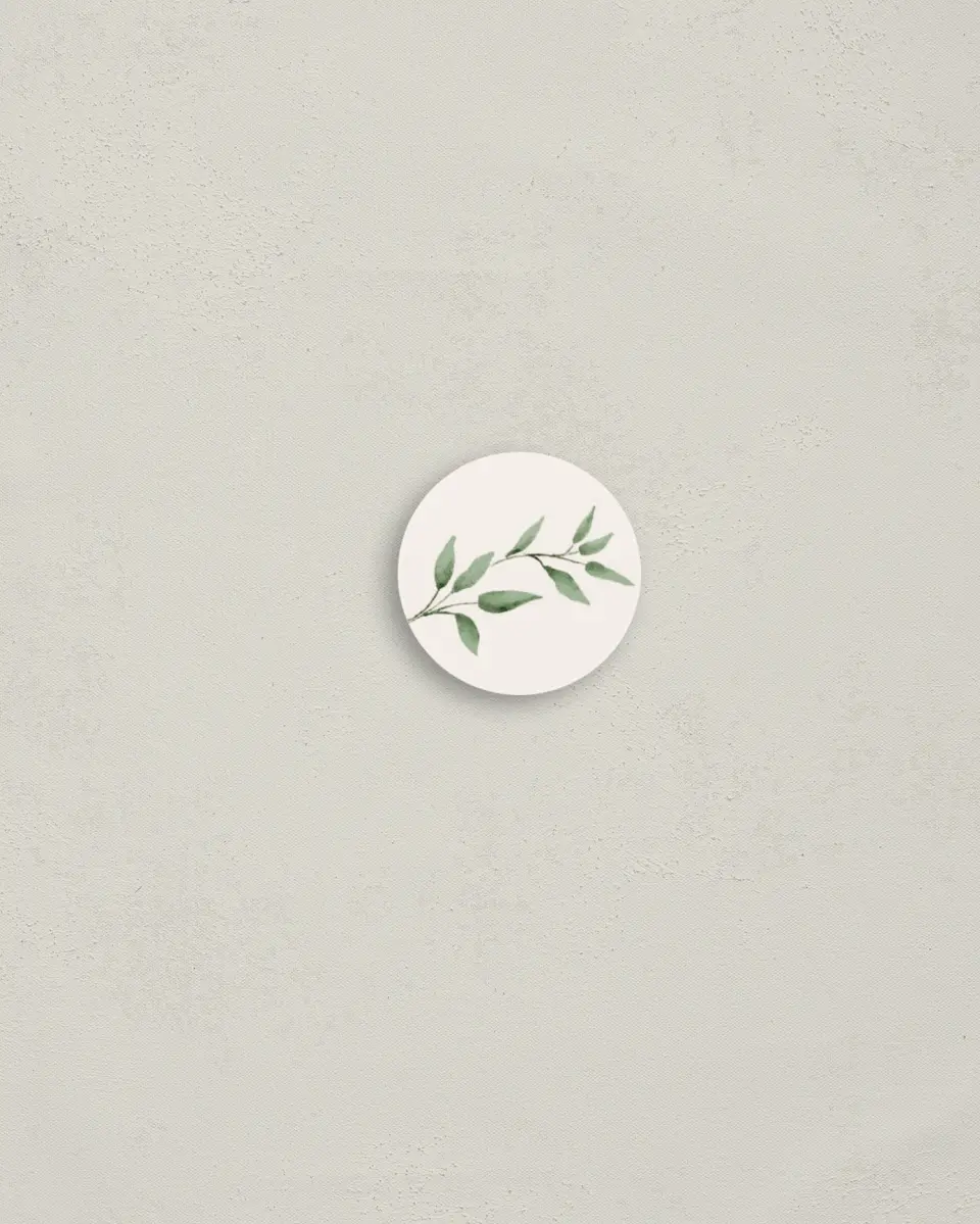 This is a 1¼" circle Envelope Seal called Merry Botanicals printed in full color