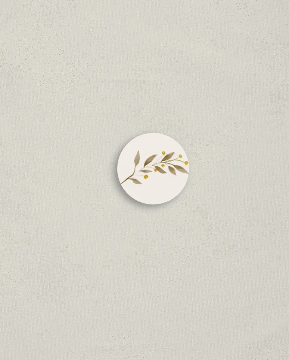 This is a 1¼" circle Envelope Seal called Bouquets of Rejoicing printed in full color