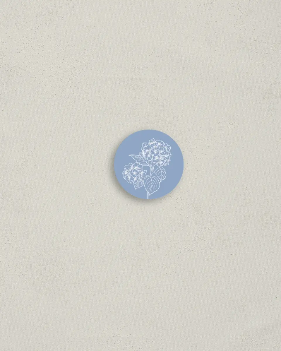 This is a 1¼" circle Envelope Seal called Woven Serenity printed in full color