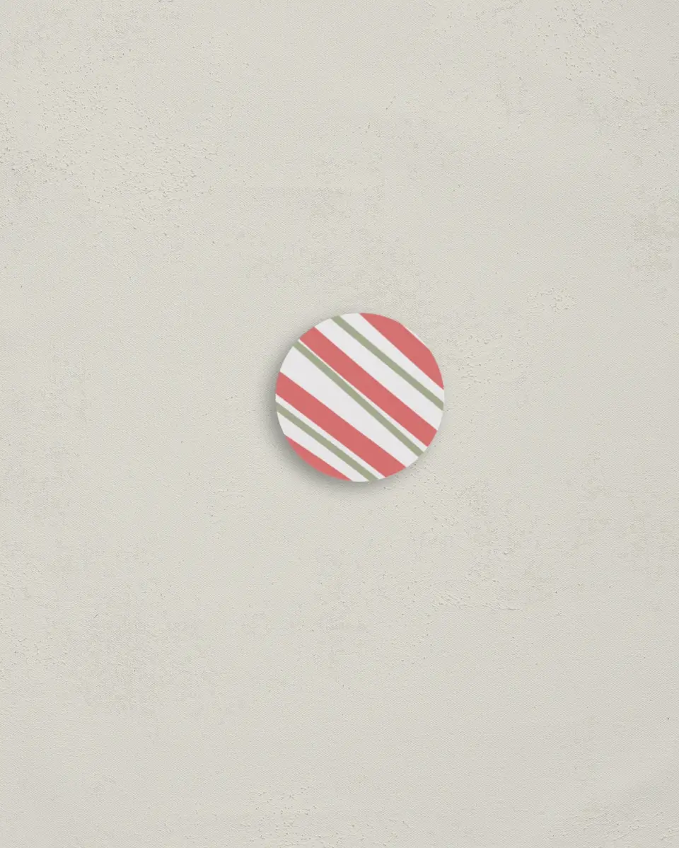 This is a 1¼" circle Envelope Seal called Very Festive Stripes printed in full color