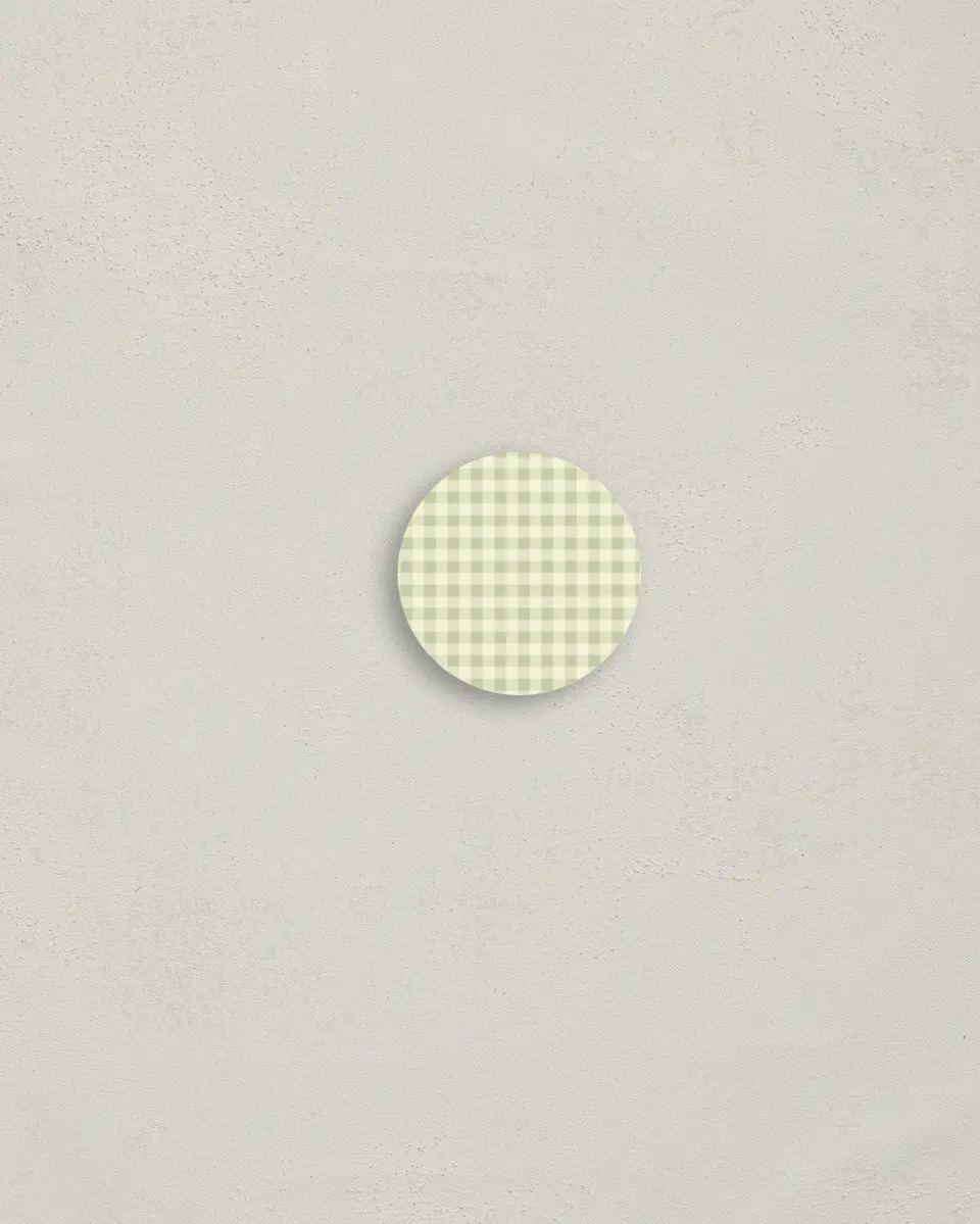 This is a 1¼" circle Envelope Seal called Lime Check printed in full color