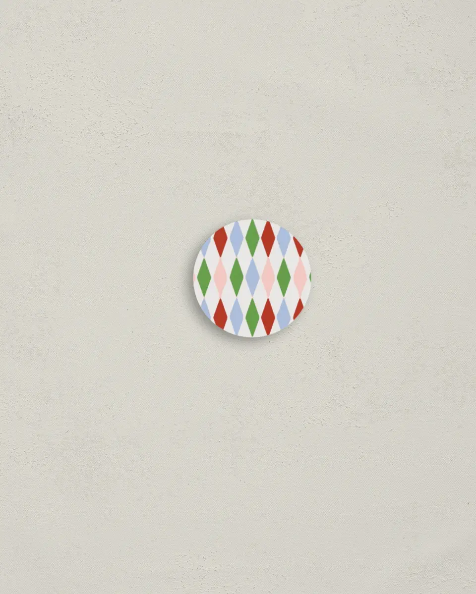 This is a 1¼" circle Envelope Seal called Retro Joy printed in full color