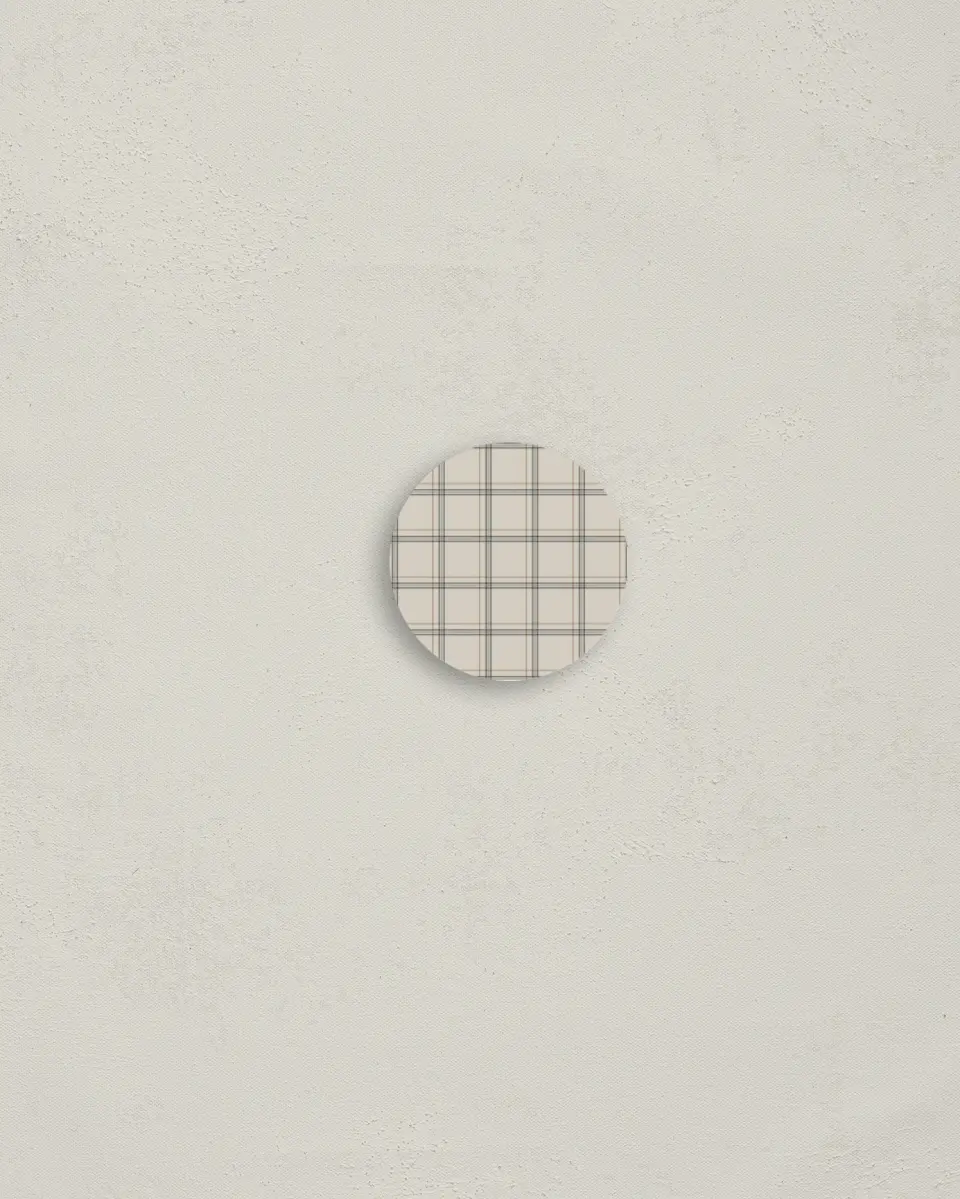 This is a 1¼" circle Envelope Seal called Vintage Plaid printed in full color