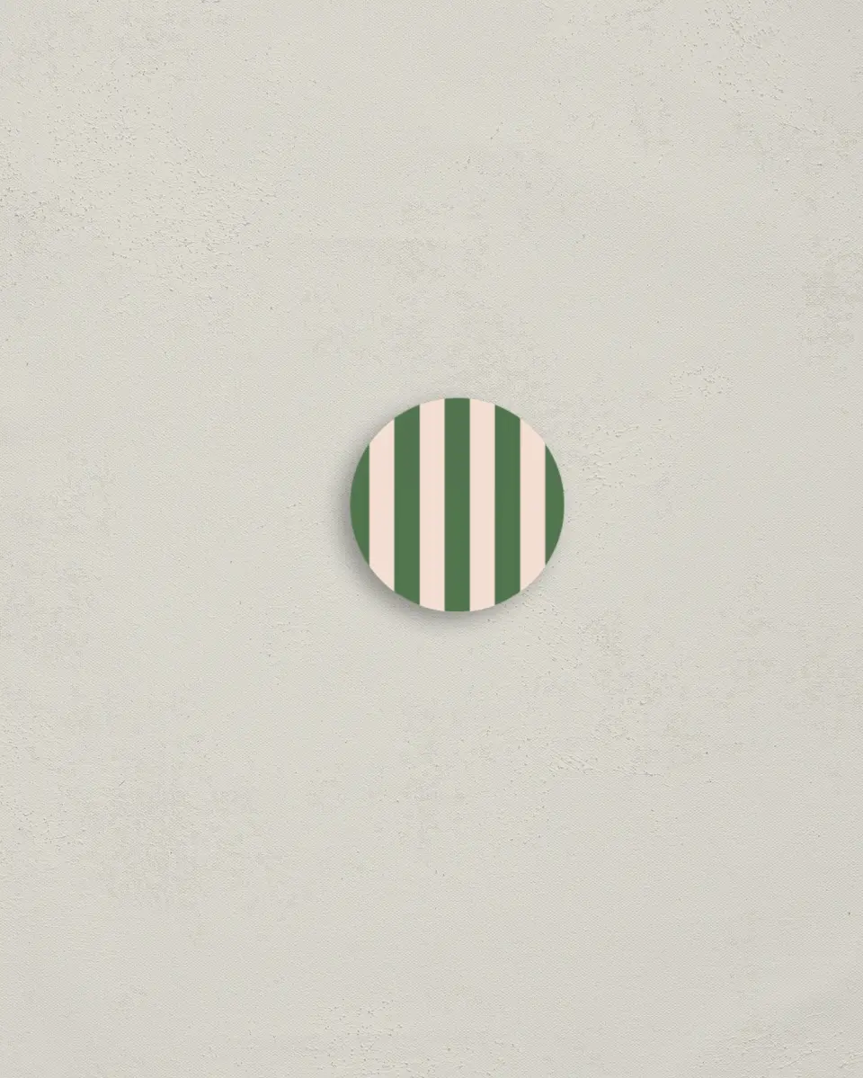 This is a 1¼" circle Envelope Seal called Whimsy Stripes printed in full color
