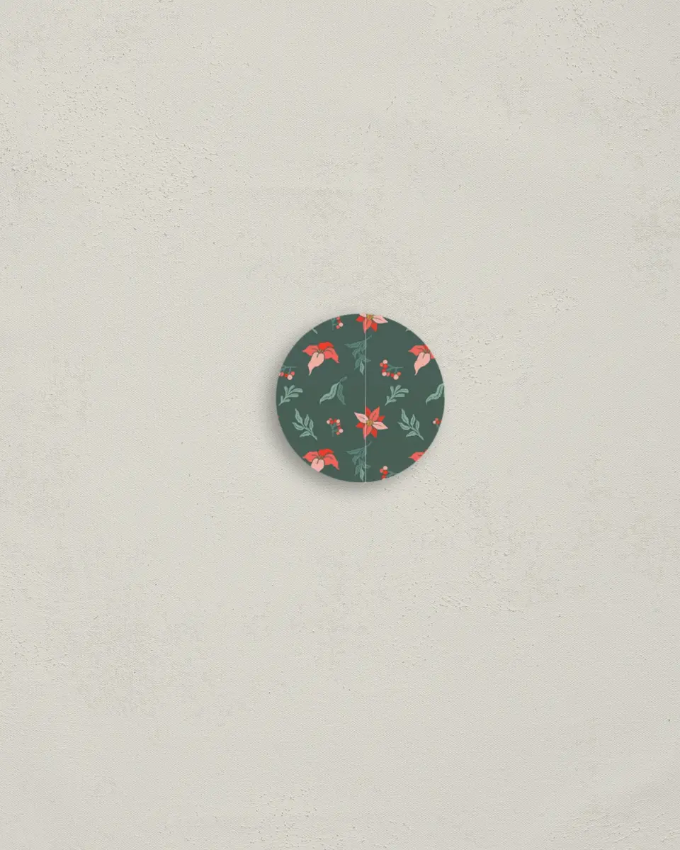 This is a 1¼" circle Envelope Seal called Holiday Hearth printed in full color