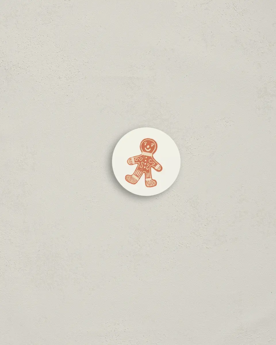 This is a 1¼" circle Envelope Seal called Gingerbread Joy printed in full color