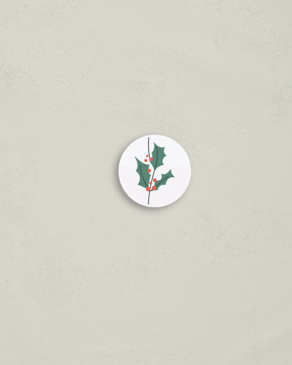 This is a 1¼" circle Envelope Seal called Holly Green printed in full color
