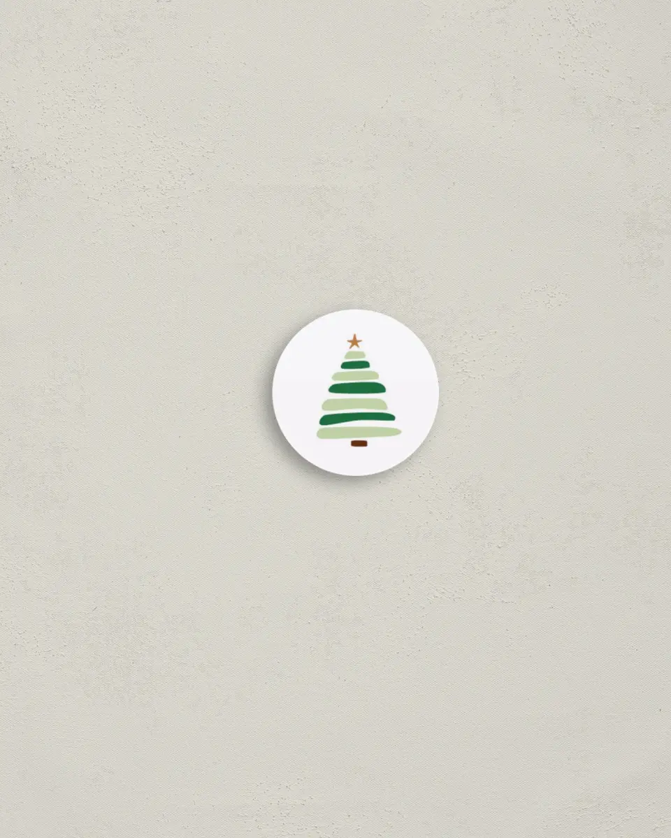 This is a 1¼" circle Envelope Seal called Artsy Trees printed in full color