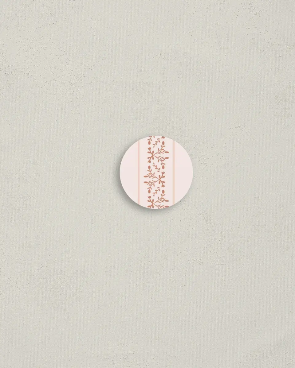 This is a 1¼" circle Envelope Seal called Patterned Love printed in full color
