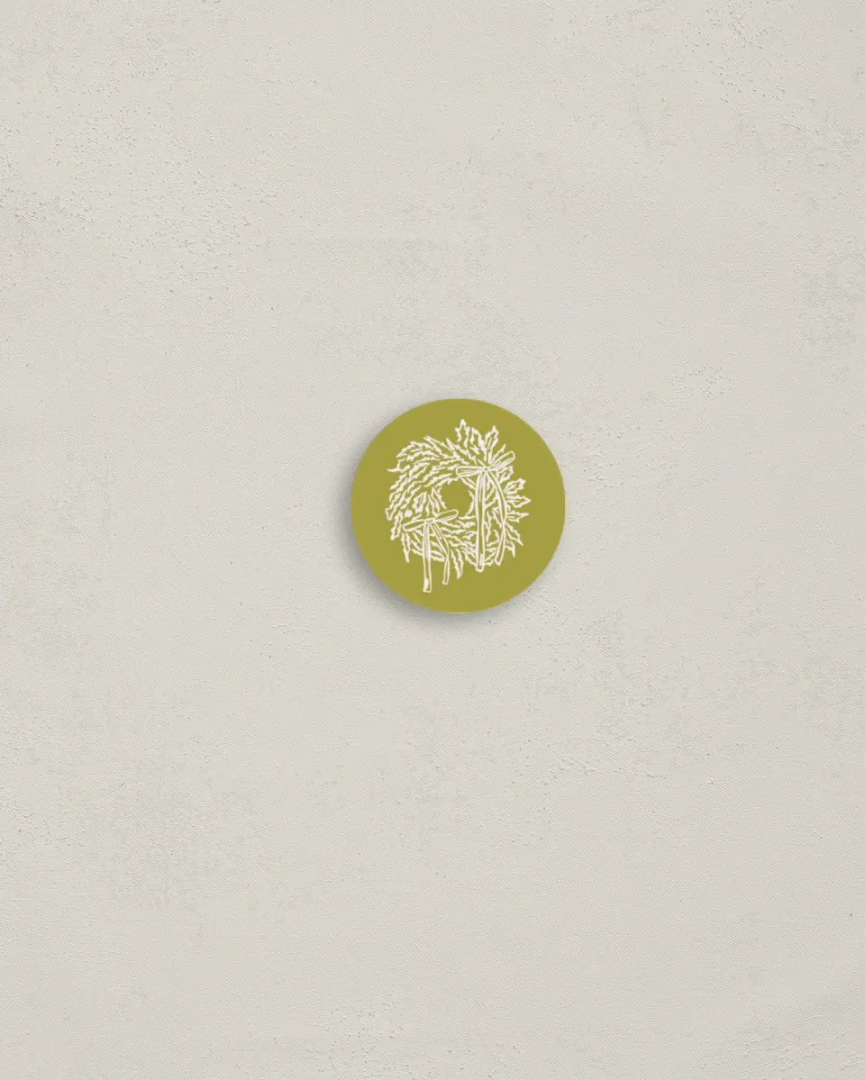 This is a 1¼" circle Envelope Seal called Festive Porch printed in full color