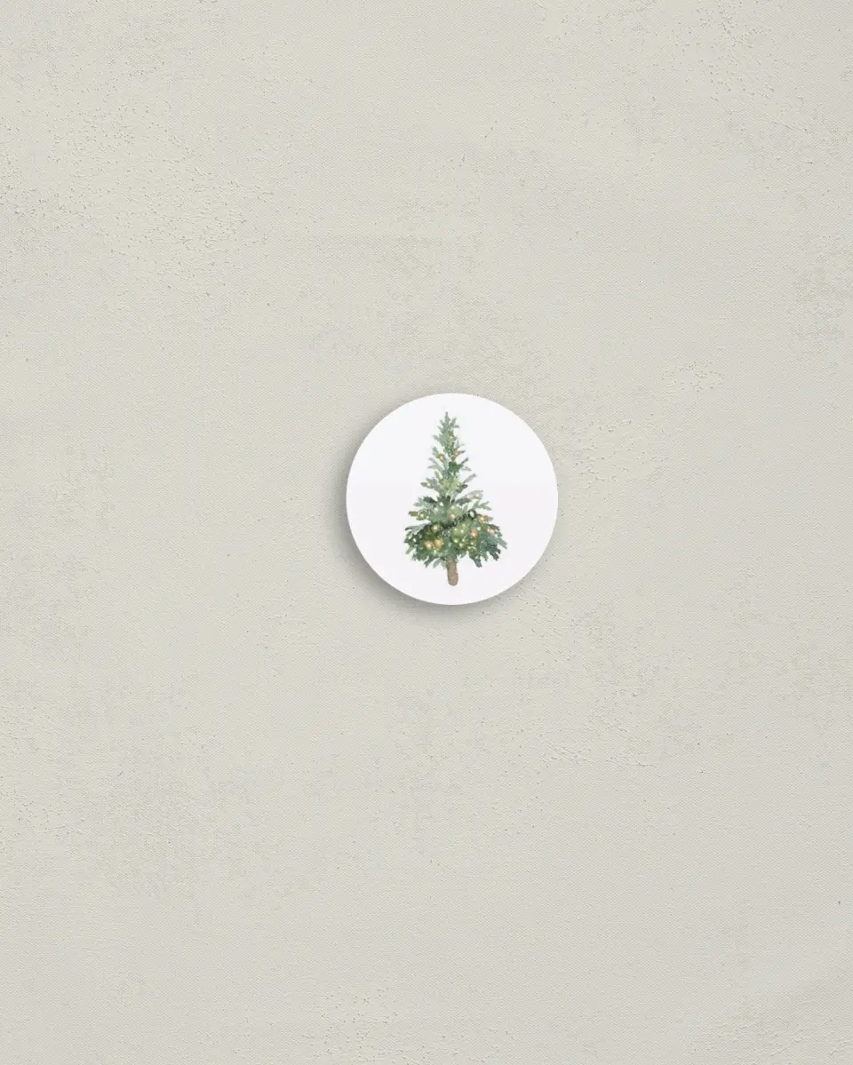 This is a 1¼" circle Envelope Seal called Snowy Home printed in full color
