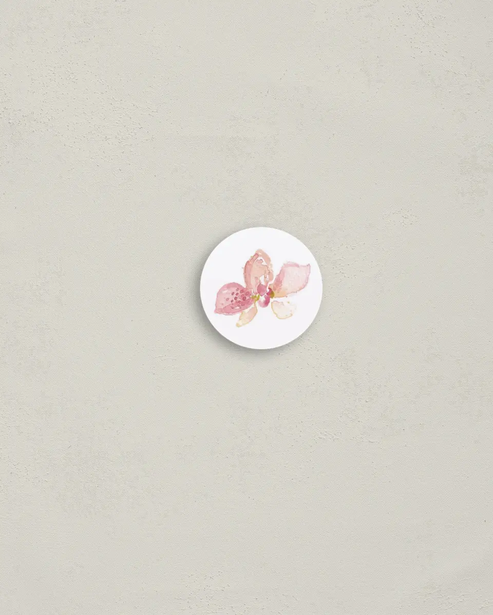 This is a 1¼" circle Envelope Seal called Paradise in Bloom printed in full color