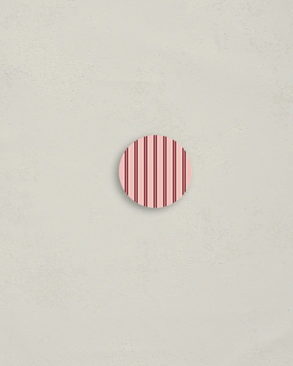 This is a 1¼" circle Envelope Seal called Striped Admiration printed in full color