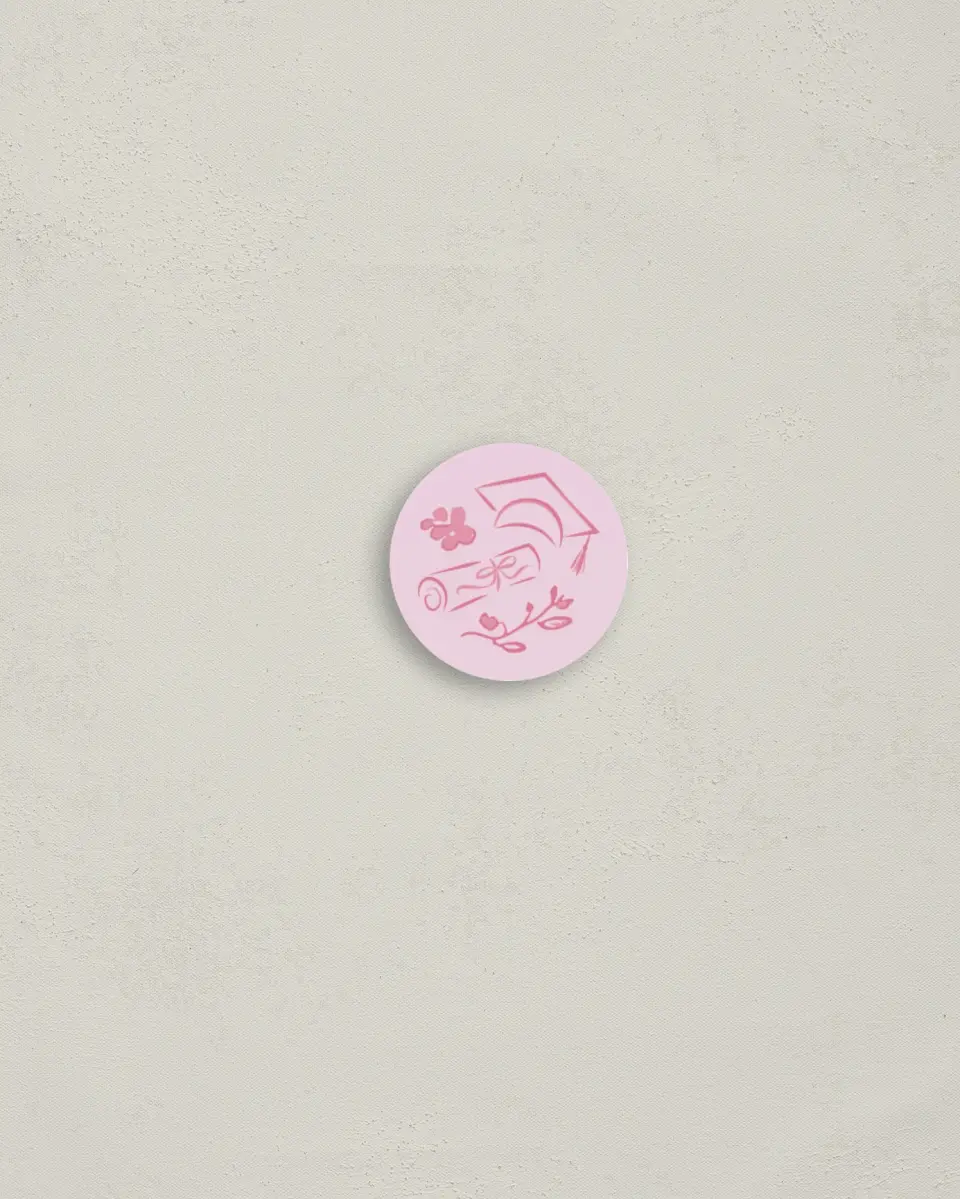 This is a 1¼" circle Envelope Seal called Happily in Bloom printed in full color