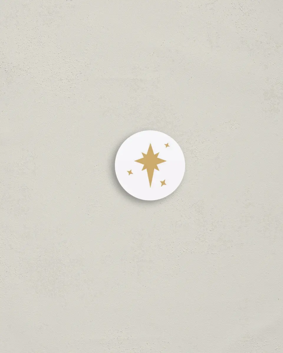 This is a 1¼" circle Envelope Seal called Weary World Rejoices printed in full color