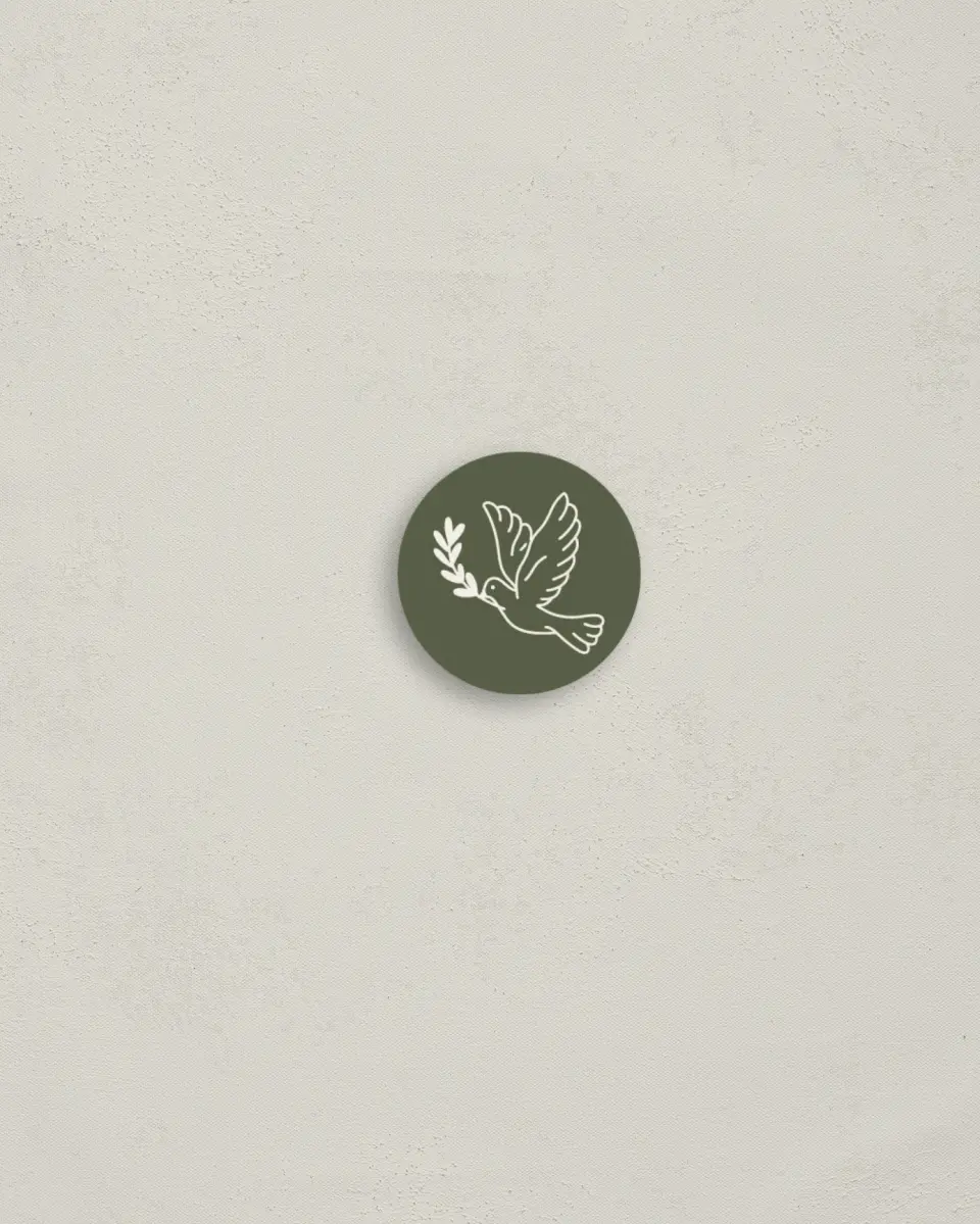 This is a 1¼" circle Envelope Seal called Peace Be Still printed in full color