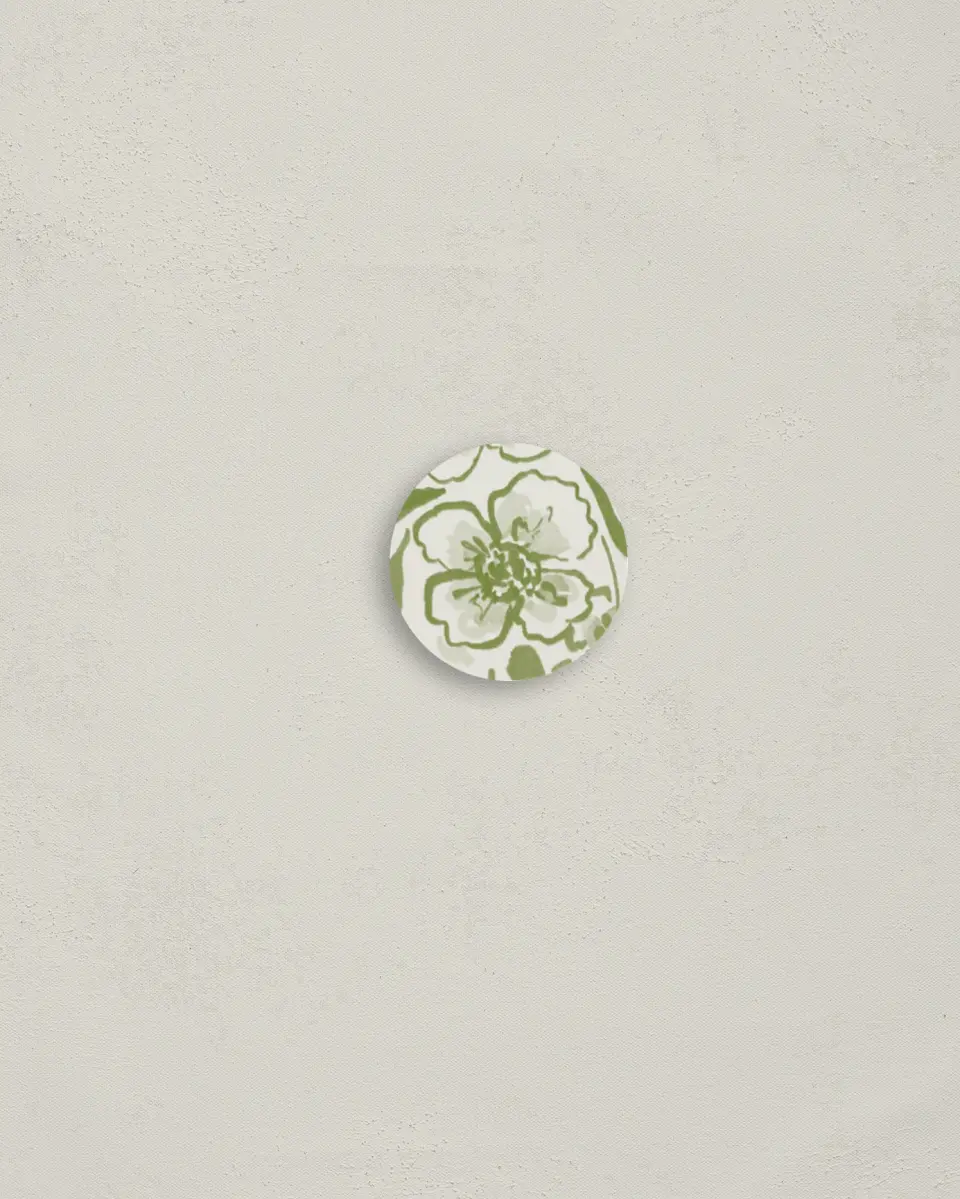 This is a 1¼" circle Envelope Seal called Angelic Blossoms printed in full color