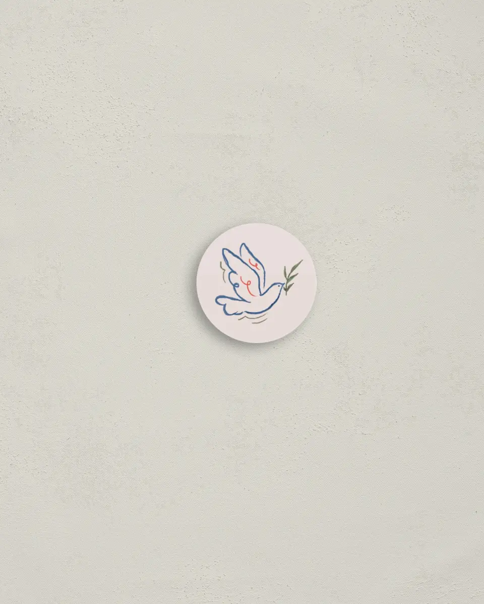 This is a 1¼" circle Envelope Seal called Faithful Joy printed in full color