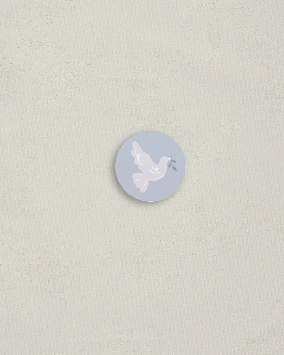 This is a 1¼" circle Envelope Seal called Heavenly Peace printed in full color