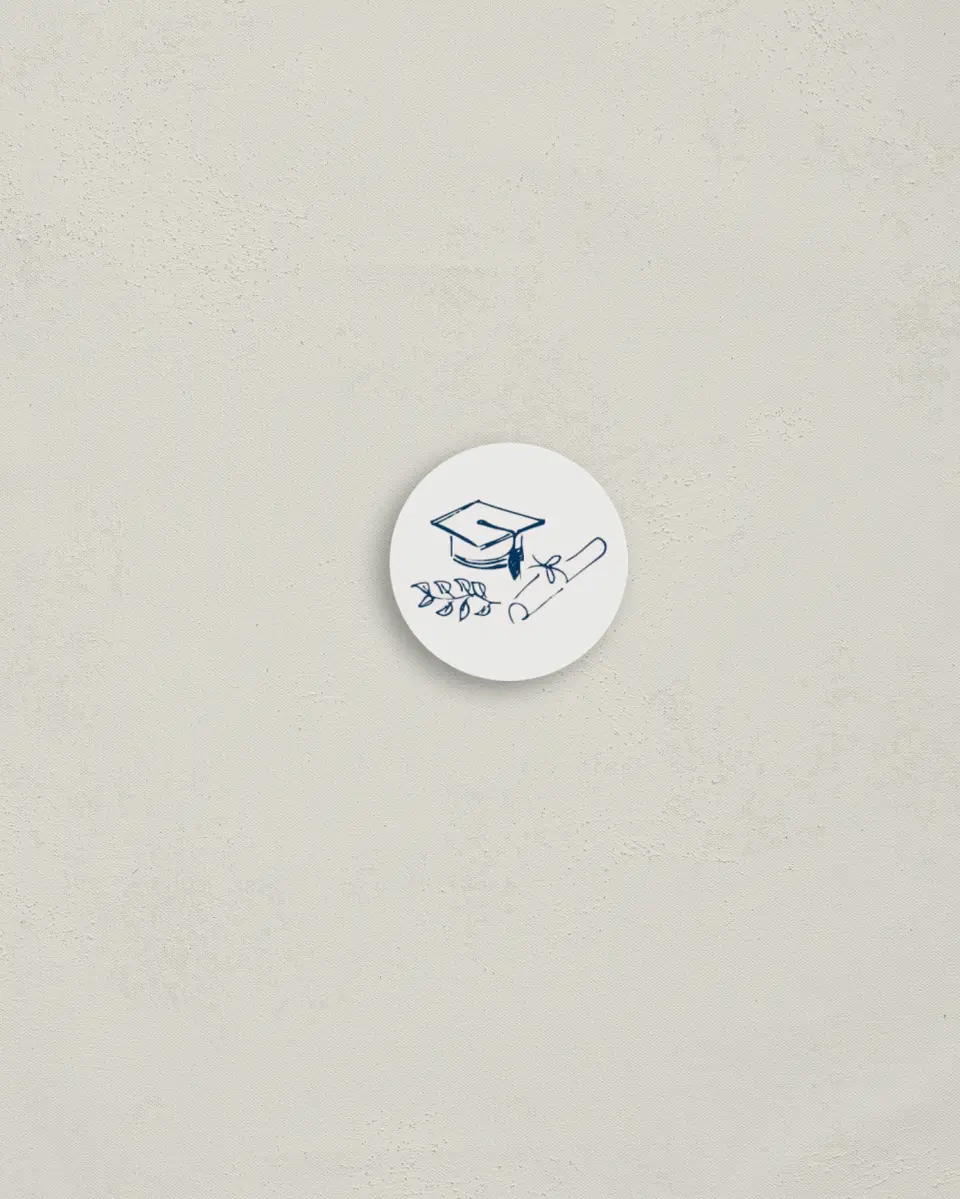 This is a 1¼" circle Envelope Seal called Whimsical Grad printed in full color
