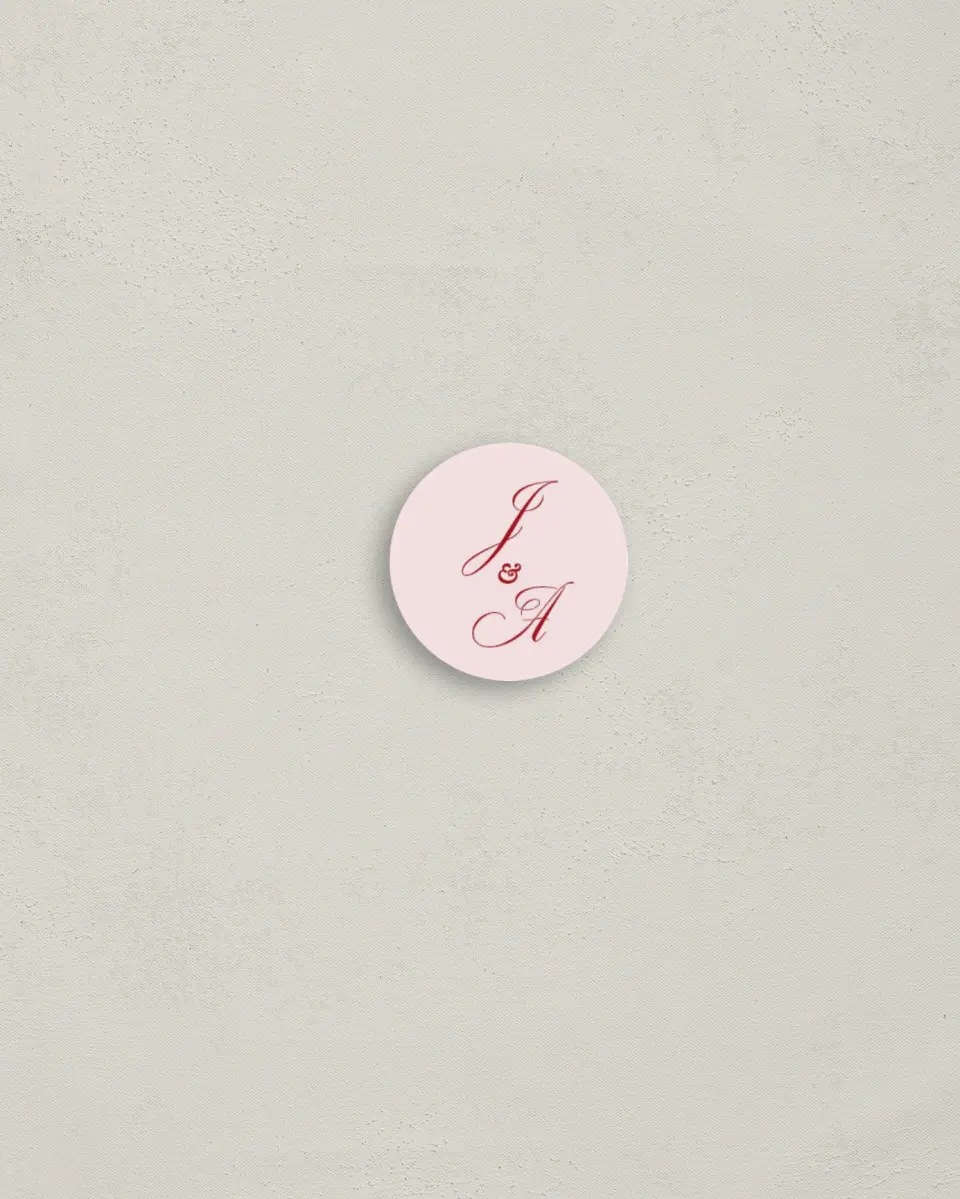 This is a 1¼" circle Envelope Seal called Purely Yours printed in full color