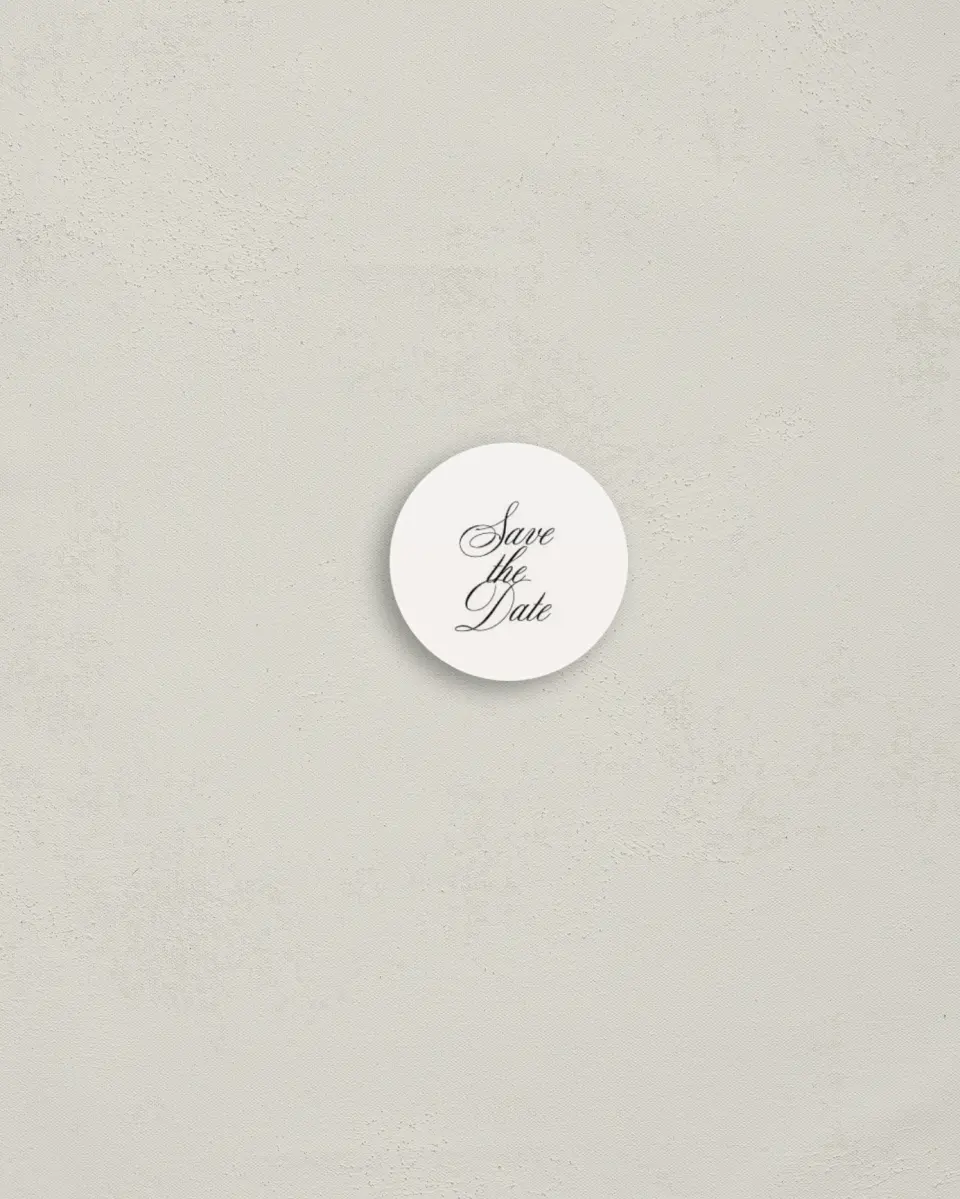 This is a 1¼" circle Envelope Seal called Modern Romance printed in full color