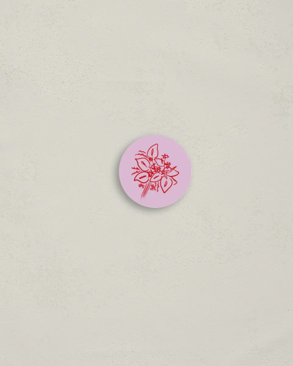 This is a 1¼" circle Envelope Seal called Flourishing Love printed in full color