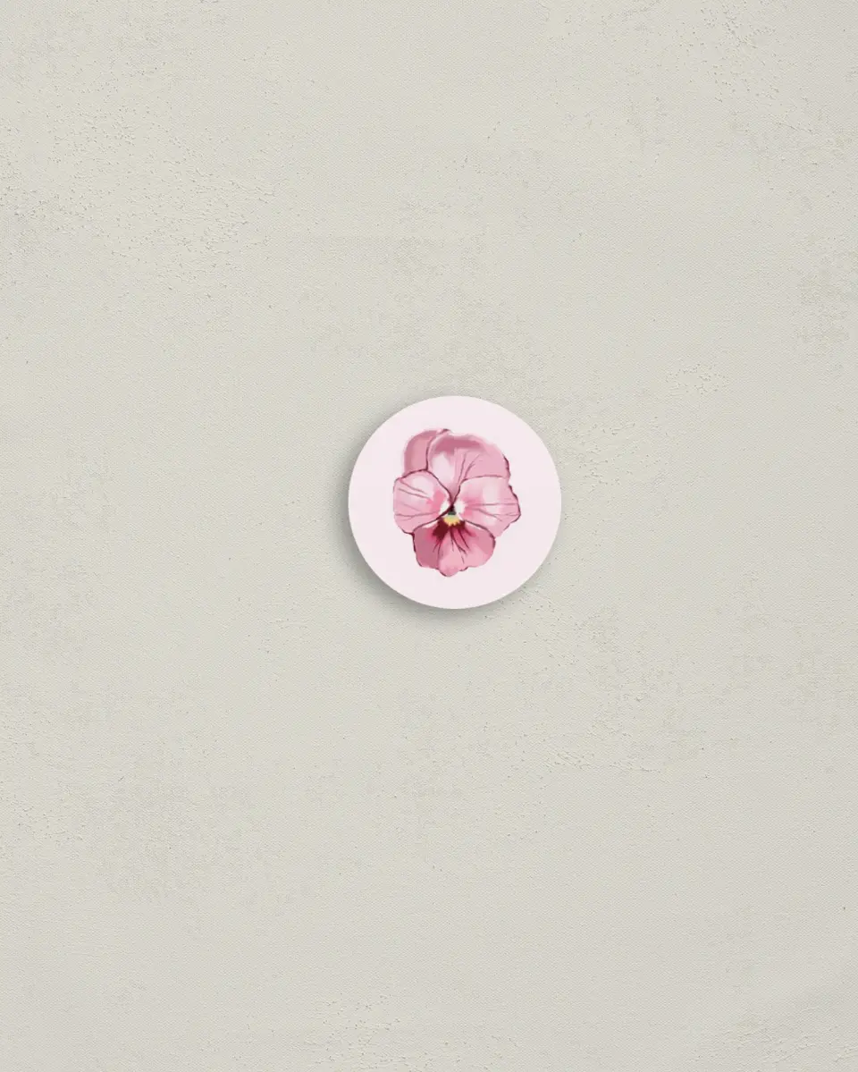 This is a 1¼" circle Envelope Seal called Blushing Whimsy printed in full color