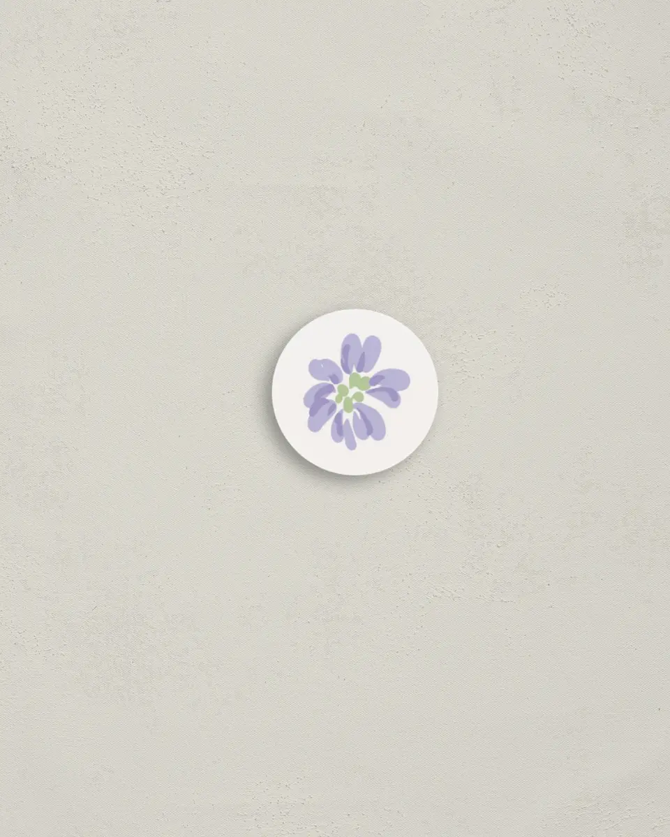 This is a 1¼" circle Envelope Seal called Gentle Garden printed in full color