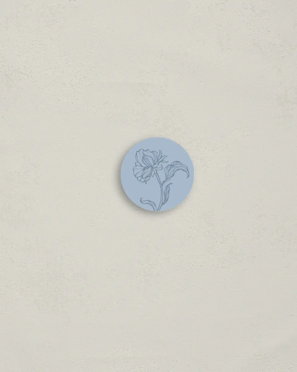 This is a 1¼" circle Envelope Seal called Pressed Petals printed in full color