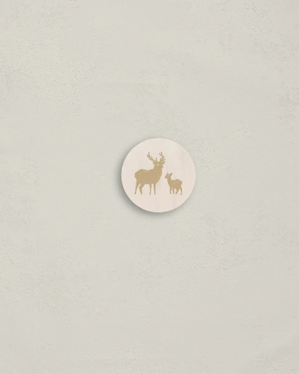 This is a 1¼" circle Envelope Seal called Rustic Woodland printed in full color