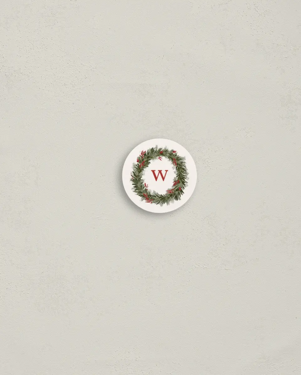 This is a 1¼" circle Envelope Seal called Classy Garland printed in full color