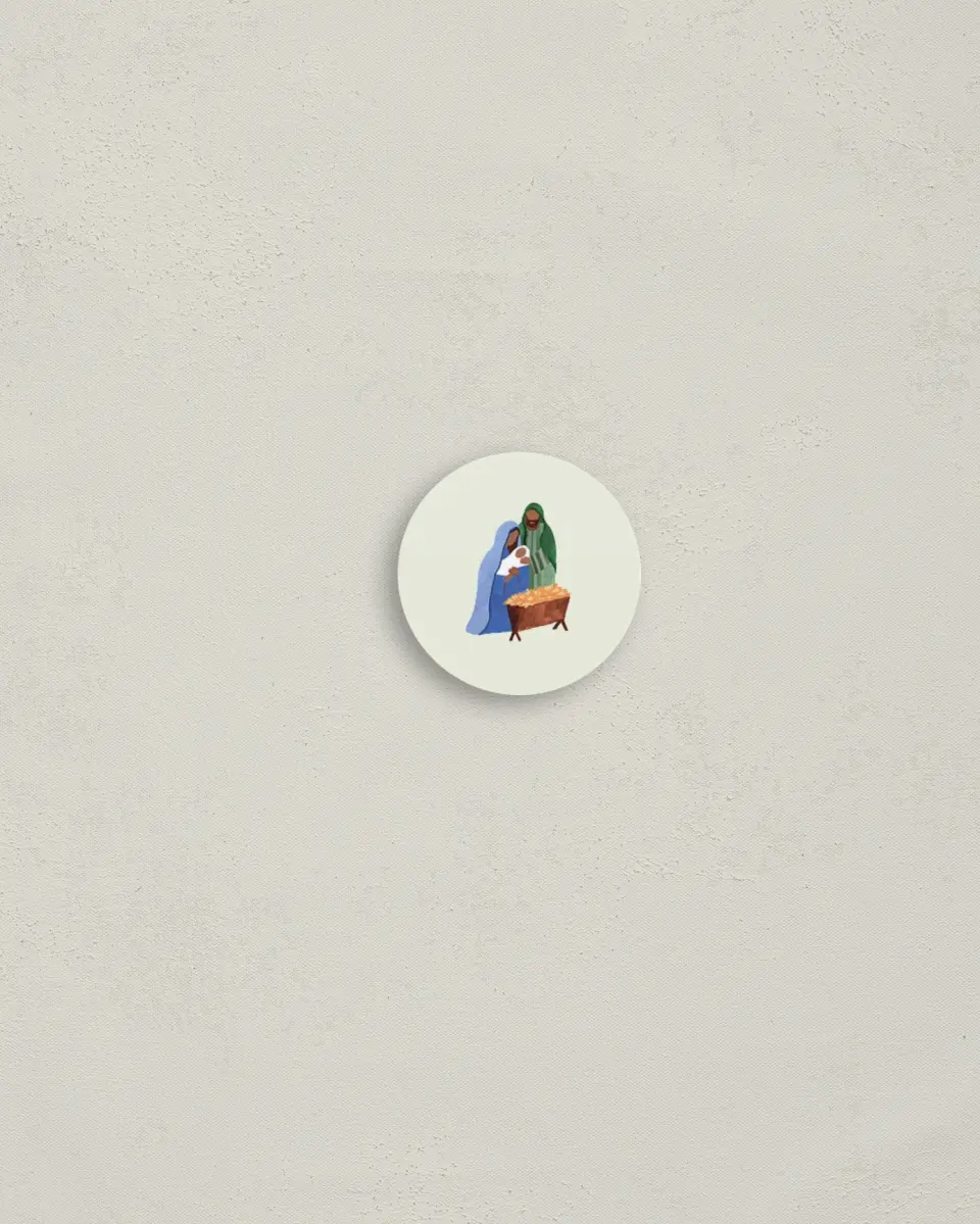 This is a 1¼" circle Envelope Seal called Gloria All Around printed in full color