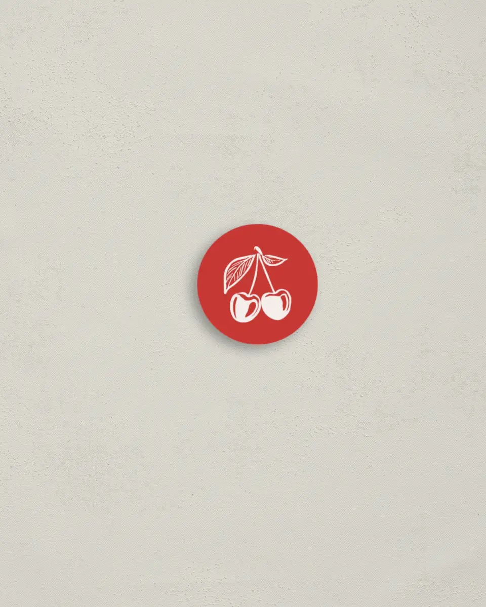 This is a 1¼" circle Envelope Seal called Cherry on Top printed in full color