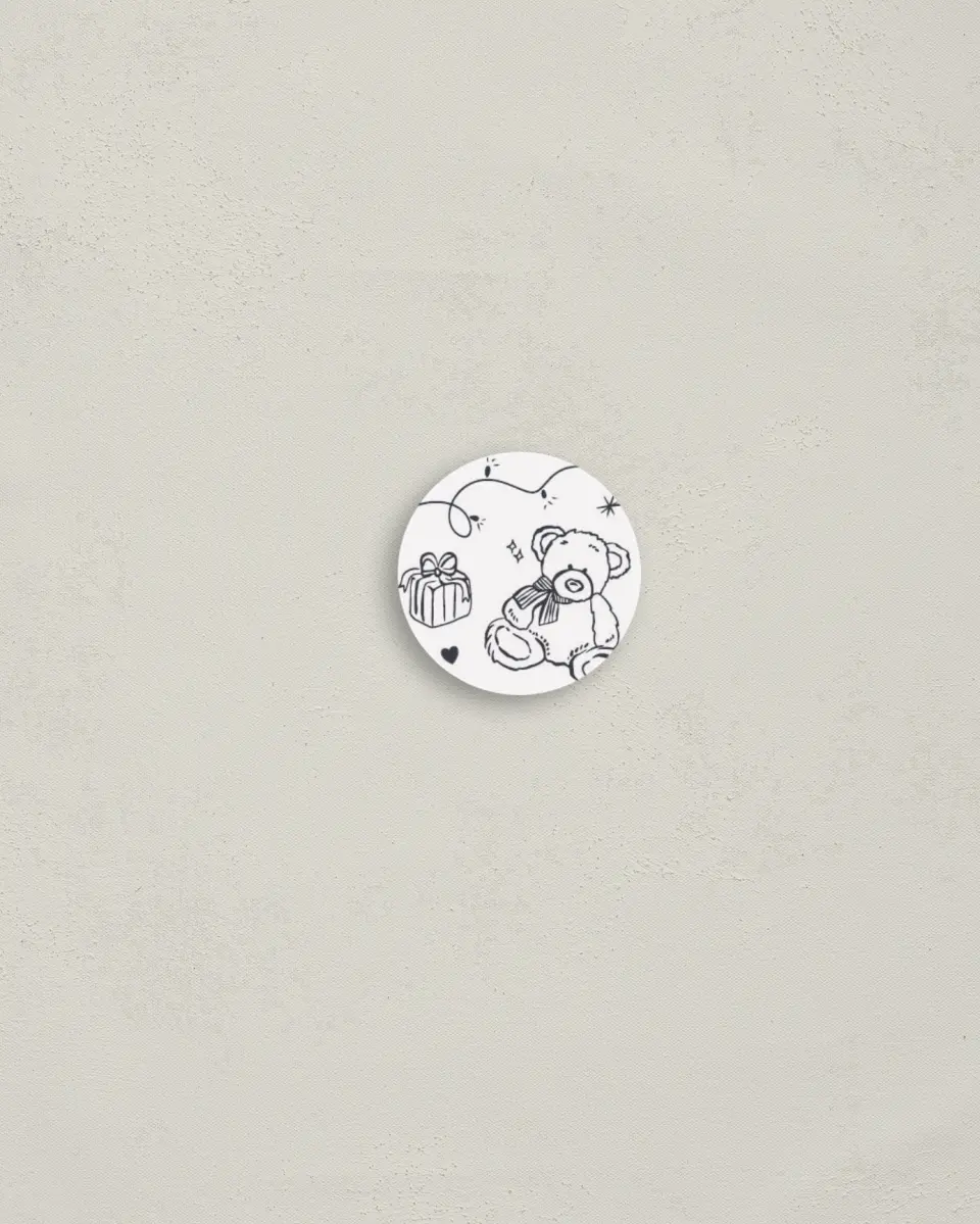 This is a 1¼" circle Envelope Seal called Whimsical Joy printed in full color