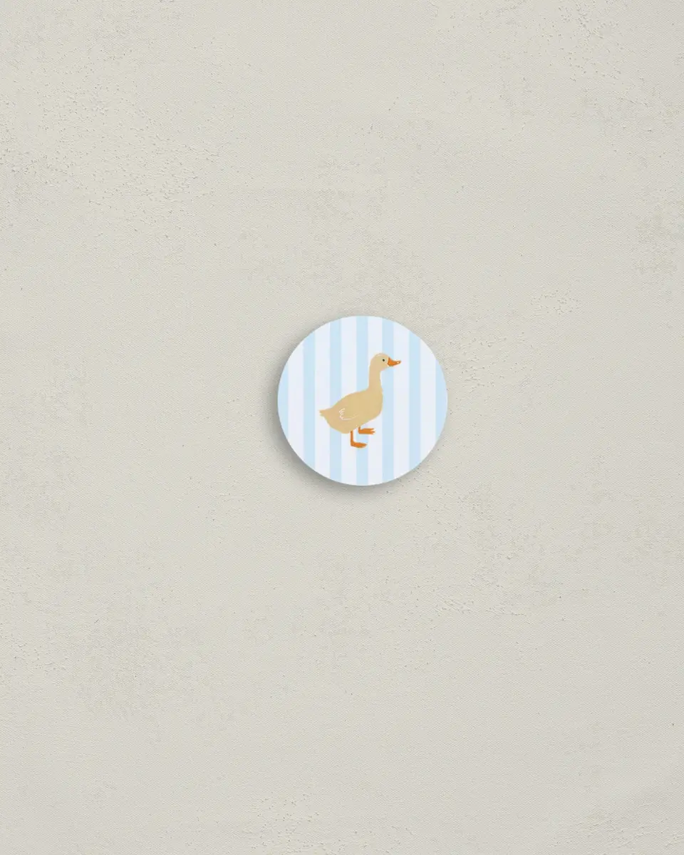 This is a 1¼" circle Envelope Seal called Little Duckling printed in full color