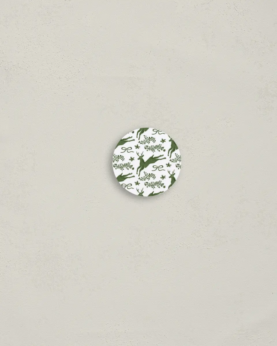 This is a 1¼" circle Envelope Seal called Winter Woodland printed in full color