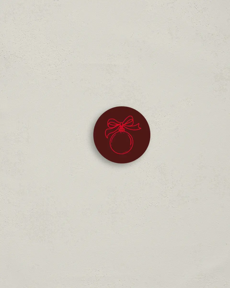 This is a 1¼" circle Envelope Seal called Signature Ornament printed in full color